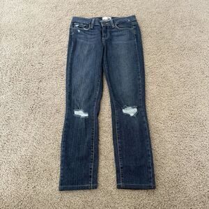 PAIGE Women's Denim Verdugo Ultra Skinny Jeans Dark Wash Distressed Stretch 27